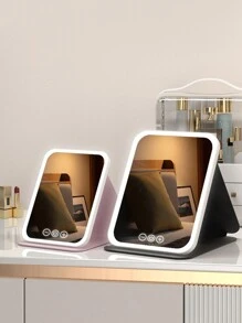 Miroir de maquillage éclairé par LED, miroir de beauté portatif illuminé avec 3 couleurs d'éclairage et luminosité réglable à écran tactile, miroir de vanité de bureau pliable à LED avec batteries rechargeables, meilleur cadeau pour voyager