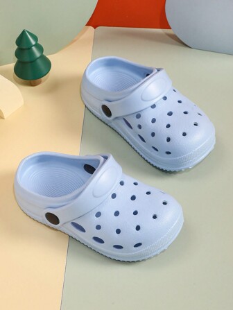 New Summer Style Unisex Flat Slip-Resistant Soft Shoes, Solid Color Beach Sandals Clogs For Kids