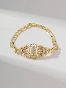 1 peça Moda e simples Glitters Pintados à mão Colorido Virgem Maria Guadalupe Pulseira, Presente adequado para mãe, casal, melhor amigo, uso diário e festival, oração
