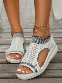 Women's New Thick-Soled Sandals, Summer Breathable Mesh Upper, Super-Light And Comfortable Casual Shoes - White - View 2