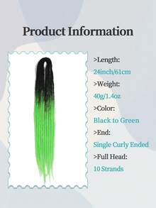 24 英寸波浪辫子合成卷发末端双头辫子接发，5 股合成辫子接发直卷曲波西米亚风手工辫子嬉皮风格辫子女士日常使用和派对圣诞新年狂欢节音乐节使用（卷曲 5 股/包） - 彩色 - 查看 3