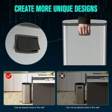 Curved Surface 13 Gallon 50L Kitchen Foot Pedal Operated Soft Close Trash Can - Stainless Steel Rectangular Bustbin With 30 Garbage Bags - BLACK