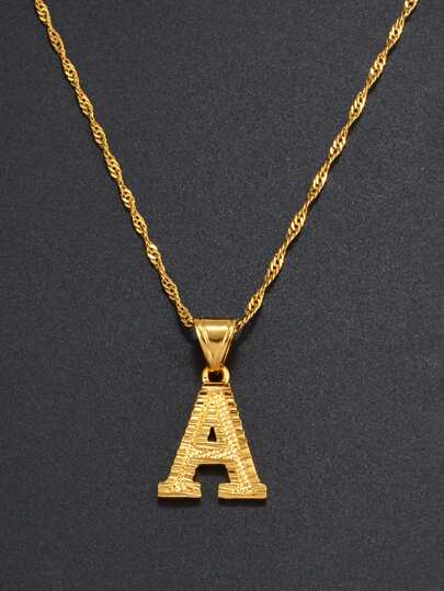 قلادة فاخرة للنساء بحرف كبير من الأبجدية ولون ذهبي، مجوهرات فاخرة للمواعيد والحفلات والأعراس، قطعة واحدة
