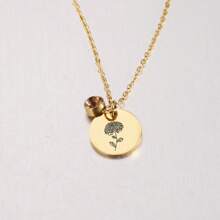 Colier cu pandantiv cu nume personalizat Colier cu flori de naștere pentru femei Margarete florale lunare din oțel inoxidabil Nume gravat cu flori Colier cu pandantiv Bijuterii personalizate Choker Cadou de aniversare