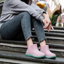 Women's Waterproof & Slip-Resistant Rain Boots, Fashionable PVC Short Work Rain Boots - Pink Color - View 2