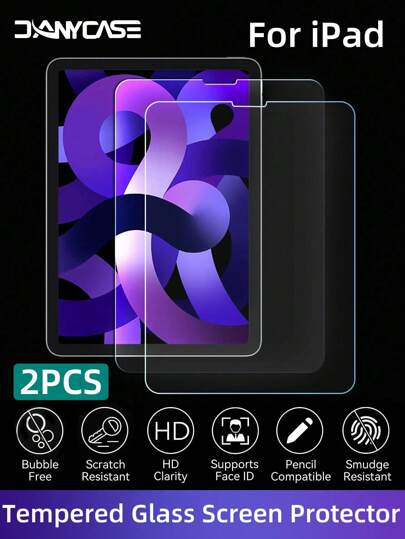 DANYCASE 2PCS Tempered Glass Screen Protector Compatible With Ipad A16 2025 Air 11 13 M3 2025 Mini 7 A17Pro 2024 7/8/9th 10.2 Air 4 5 10.9 10th Generation Pro 11 1st 2nd 3rd 9.7 Pro Air 1 2 Pro 12.9 Compatible With HUAWEI Matepad 11.5 Air 11.5 SE 10.4 Gift For Birthday, Family, Friends Pad Screen Protector, Pad Accessories Waterproof Shockproof Anti-Fall Anti-Fall Scratch Resistant Anti-Fingerprint Full Cover