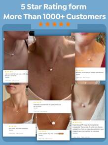 ESBERRY 1 Pc 8mm Simple Elegant S925 Sterling Silver Single Pearl Collarbone Necklace Jewelry Gift For Women