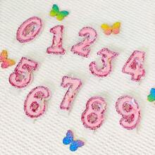 1 pieza Vela digital de cumpleaños decorada con mariposas brillantes de color rosa, decoración de pastel horneado adecuada para fiesta de cumpleaños, aniversario, celebración creativa y suministros de decoración de fiestas - Rosa - Ver 1