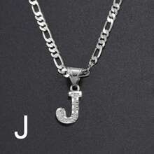 1入組女性金/銀鍍A-Z字母吊墜項鍊首飾類適用於生日,派對,婚禮 - 銀色 - 查看 19