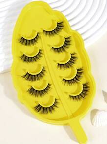 MAGEFY 5pairs/Set 3D Faux Mink Hair Fluffy False Eyelashes With Leaf-Shaped Tray, Natural Looking, Thick And Soft, Reusable, Individual Packaging, Makeup Tool For Beauty - Bulu mata Cris Cross - View 10