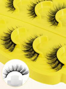 MAGEFY 5pairs/Set 3D Faux Mink Hair Fluffy False Eyelashes With Leaf-Shaped Tray, Natural Looking, Thick And Soft, Reusable, Individual Packaging, Makeup Tool For Beauty - Bulu mata Cris Cross - View 5