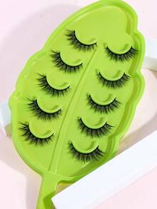MAGEFY 5pairs/Set 3D Faux Mink Hair Fluffy False Eyelashes With Leaf-Shaped Tray, Natural Looking, Thick And Soft, Reusable, Individual Packaging, Makeup Tool For Beauty - Natural Lashes - View 9