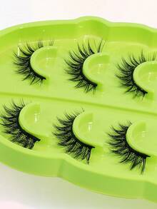 MAGEFY 5pairs/Set 3D Faux Mink Hair Fluffy False Eyelashes With Leaf-Shaped Tray, Natural Looking, Thick And Soft, Reusable, Individual Packaging, Makeup Tool For Beauty - Natural Lashes - View 5