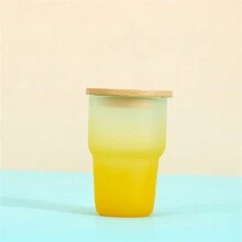 新款昇華漸變色3oz玻璃杯，霧面紋理，帶PP/竹蓋吸管杯 - 彩色 - 查看 10