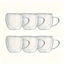 1 Pieza Taza De Café Espresso De Vidrio Borosilicato De Doble Pared, Taza Aislada De 250 Ml Para Bebidas Calientes / Frías, Regalo De Cumpleaños
