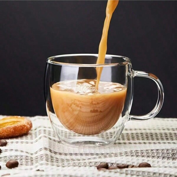 1 Pieza Taza De Café Espresso De Vidrio Borosilicato De Doble Pared, Taza Aislada De 250 Ml Para Bebidas Calientes / Frías, Regalo De Cumpleaños