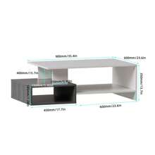 Coffee Table, Modern Rectangular Coffee Table, Sofa Side Table, Wooden Center Table, 2 Levels - White - View 7