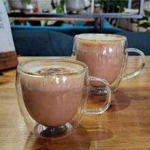 1 Pieza Taza De Café Espresso De Vidrio Borosilicato De Doble Pared, Taza Aislada De 250 Ml Para Bebidas Calientes / Frías, Regalo De Cumpleaños