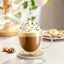 1 Pieza Taza De Café Espresso De Vidrio Borosilicato De Doble Pared, Taza Aislada De 250 Ml Para Bebidas Calientes / Frías, Regalo De Cumpleaños