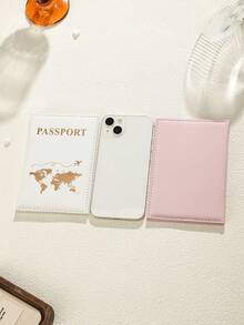 1套粉灰色護照套餐組，採用PU材質，時尚便攜，適用於男女出門旅行和商務旅行 - 彩色 - 查看 2
