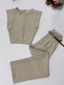 Women Two-Piece Outfits - Beige - View 1