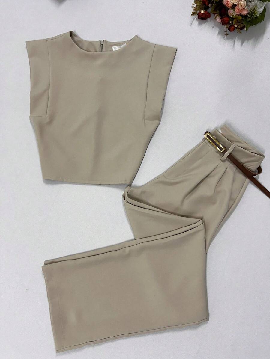 Women Two-Piece Outfits - Beige - View 1