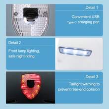 1入便攜式戶外騎車頭盔，帶USB可充電尾燈，輕量級單車頭盔，帶可充電LED尾燈，城市頭盔