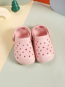 全新夏季男女通用柔软舒适一脚蹬鞋，男女童平底休闲凉鞋，海滩度假木屐 - 粉色 - 查看 3