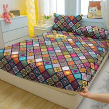 Ensemble de literie moderne à motif bohème de 3 pièces - Ensemble de draps et de couvre-lits doux et confortables pour la chambre à coucher, la chambre d'amis et le dortoir (comprenant 1 drap housse et 2 taies d'oreiller)