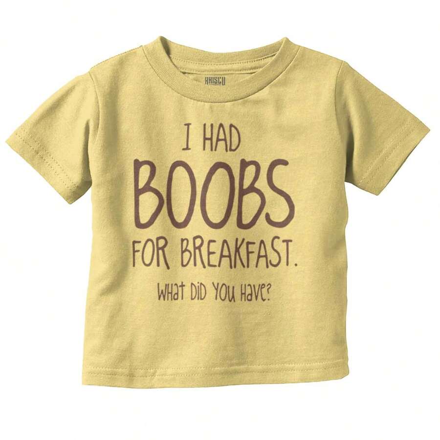 Funny Breastfeeding For Breakfast Toddler Boy Girl T Shirt Brisco Brands