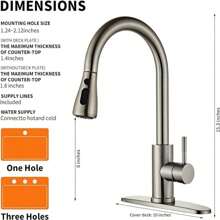 Matte Black/Chromium Plating/Brushed Nickel/Brushed GoldKitchen Faucet With Pull Down Sprayer,Stainless Steel Single Handle Kitchen Faucet,Multiple Modes Switch Water, 8'' Deck Plate Included,Suitable For Farmhouse Laundry Rv Bar - 拉絲鎳 - 查看 9