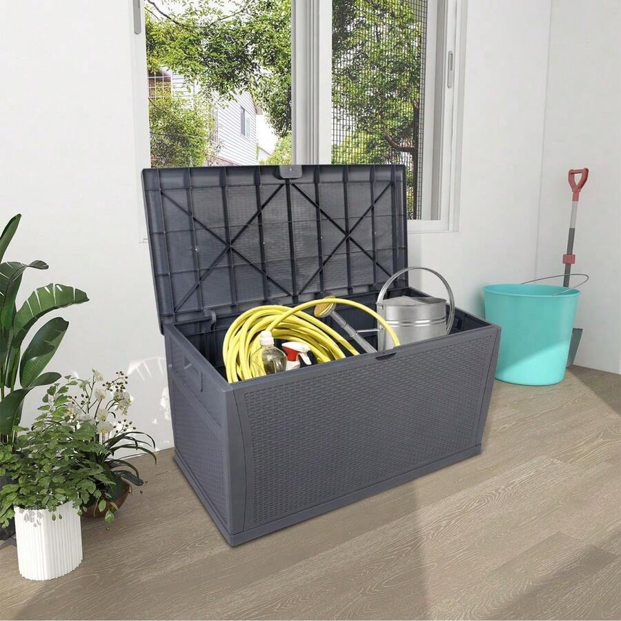 120gal 460L Outdoor Garden Plastic Storage Deck Box Chest Tools