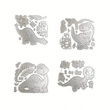 1pc Cute Dinosaur Combination Metal Cutting Die, DIY Scrapbook Album Decoration Embossing Paper Card Making Tool - Silver - View 8