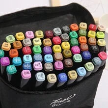 12/24/48/60/80pcs, Mixed Color Marker Pen Set,  Personalized Dual Tip Acrylic & Watercolor Marker Set For Professional Comic, Drawing, Design And Art Using - Multicolor - View 2