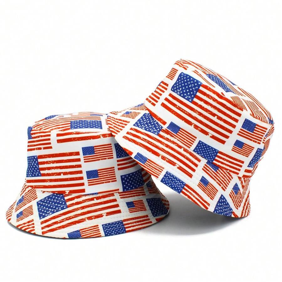 新款國旗樣式漁夫帽，春夏戶外海灘防曬帽，可反轉漁夫帽 - 彩色 - 查看 1