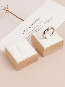 1pc Natural Bamboo Wooden Ring Holder Jewelry Display Stand For Ring - Multicolor - View 9