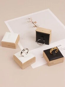 1pc Natural Bamboo Wooden Ring Holder Jewelry Display Stand For Ring - Multicolor - View 7