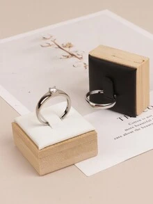 1pc Natural Bamboo Wooden Ring Holder Jewelry Display Stand For Ring - Multicolor - View 5