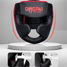 GINGPAI BOXING Casque de boxe professionnel pour adultes et adolescents, casque fermé pour l'entraînement en kickboxing, casque de protection épais pour le combat à l'entraînement en taekwondo, muay thaï, pour hommes et femmes