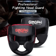 GINGPAI BOXING Casque de boxe professionnel pour adultes et adolescents, casque fermé pour l'entraînement en kickboxing, casque de protection épais pour le combat à l'entraînement en taekwondo, muay thaï, pour hommes et femmes