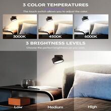 Magnetic LED Wall Light Rechargeable Reading Lights 360° Rotation Touch Remote Control Cabinet Spotlight Night Lamp - 3 Colors Dimmable - View 7