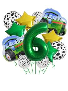 15pcs Party Tractor Green Number Balloon Set, Farm Theme Photo Prop, Christmas - Multicolor - View 17