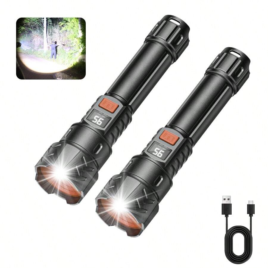 1pc Super Bright Flashlight For Outdoor Camping And Home Use With Long-Range Illumination And Extra-Long Battery Life - Black - View 1