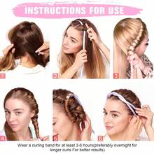 4 peças Grampo para Cachos sem Calor com Faixa de Cabelo de Seda Macia e Enrugada para Dormir, Ferramenta de Penteado - Multicolorido - Visão 10