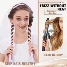 4 peças Grampo para Cachos sem Calor com Faixa de Cabelo de Seda Macia e Enrugada para Dormir, Ferramenta de Penteado - Multicolorido - Visão 6