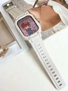 Bộ dây đeo và vỏ đồng hồ 2 trong 1 họa tiết bầu trời sao, mềm mại và thoải mái, phù hợp cho phong cách thể thao thường ngày, tương thích với các loại dây đeo 40mm, 38mm, 41mm, 42mm, 44mm, 45mm, tương thích với Apple Watch Series SE, 9, 8, 7, 6, 5, 4, 3, 2, 1. - Màu be - Xem 5