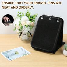 Enamel Pin Display Holder Large Capacity Brooch Pin Organizer Folding Pins Collection Storage Organizer With 3 Binders And 5 Pages Portable Pin Display Binder Stand For Pins Brooch - Black - View 4
