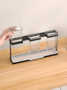 1pc Black Chopsticks Holder With Tray, Cutlery Drying Rack, Kitchen Utensil Organizer, Tableware Drainer, Countertop Storage Rack, Kitchen Accessory - Black - View 4