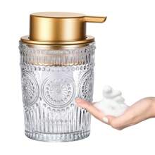 1个9.4盎司/13.4盎司玻璃皂液器，台面乳液瓶，浴室洗手液瓶，可重复灌装的空瓶，适用于厨房水槽和浴室台面，浴室配件，厨房用品，厨房配件，厨房工具 - 彩色 - 查看 11