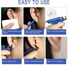 98pcs/Sets Ear Piercing Gun Tool,Professional Ear Body Pierce Piercing Gun Reusable Tools Beauty Kit Set Painless Hole Piercing Machine With 98Pcs Stainless Steel Ears Studs - White - View 10